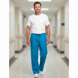 Adar Universal Unisex Scrub Pants Turquoise Blue Drawstring Medical Bottoms M
